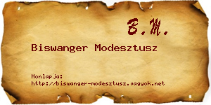 Biswanger Modesztusz névjegykártya